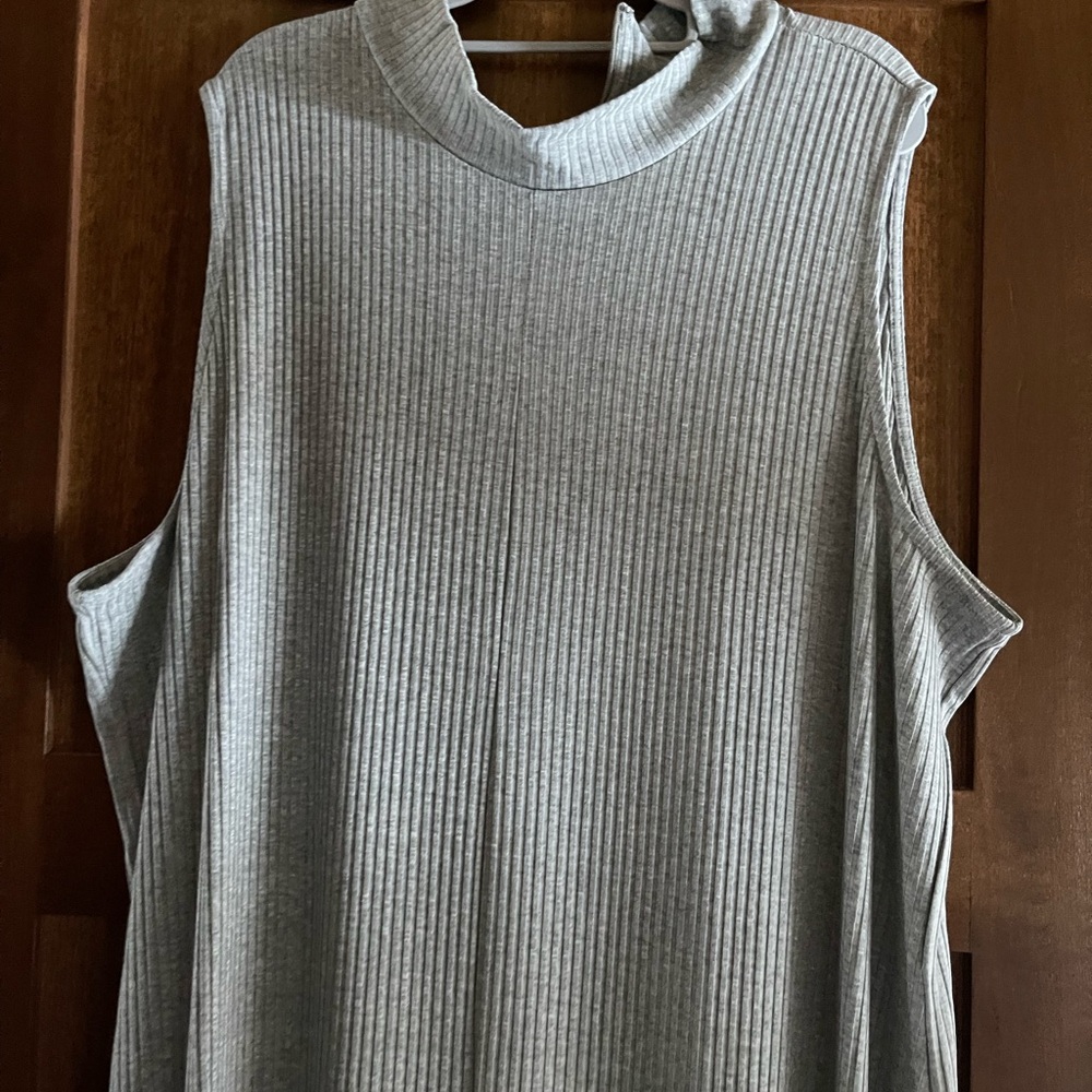 VENUS Sleeveless Ribbed Gray Wide Leg Jumpsuit 3XL